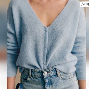 Sezane Super Kid Mohair / Baby Alpaca Cream Women's Sweater - Size L